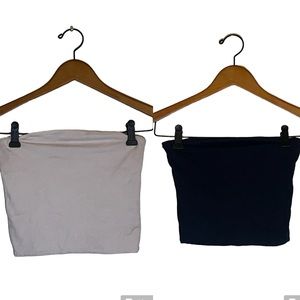 Brandy Melville tube tops. Black and light pink.